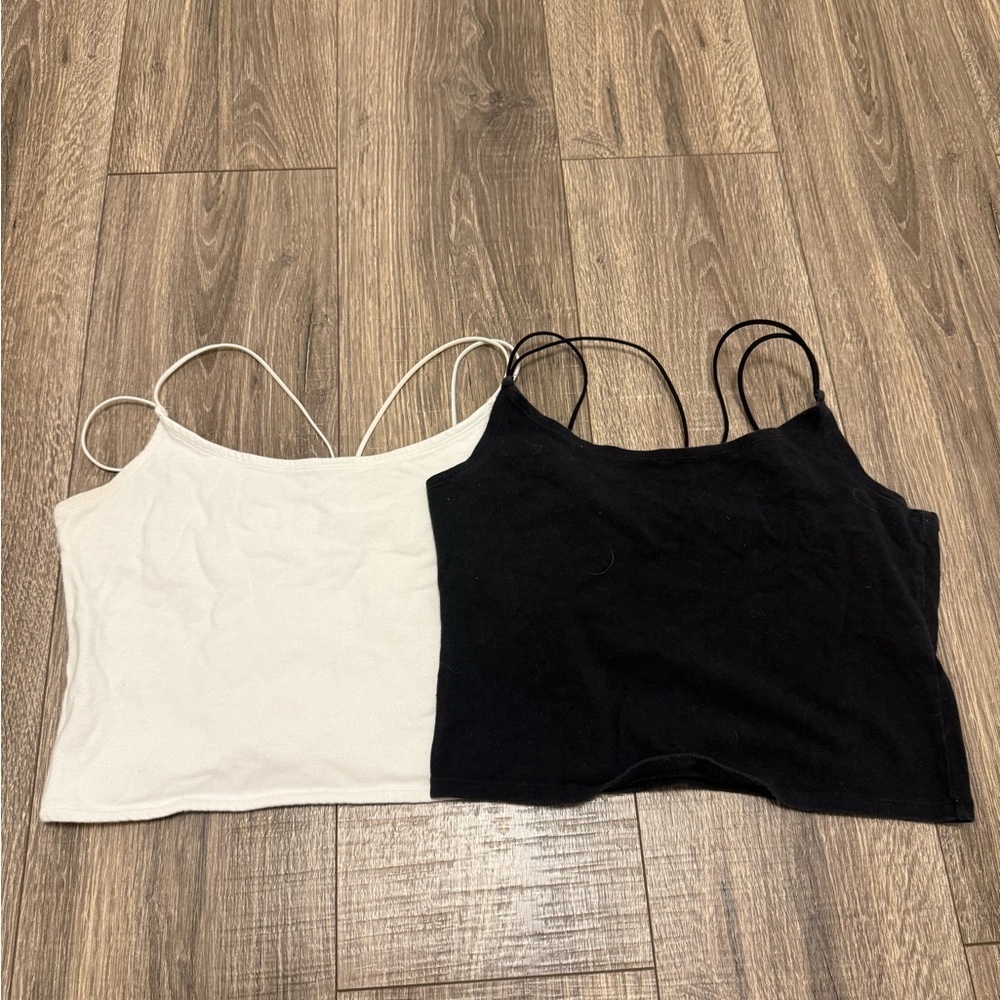 Abercrombie & Fitch Women’s Black And White Cropped Tank Set Of 2 Size M